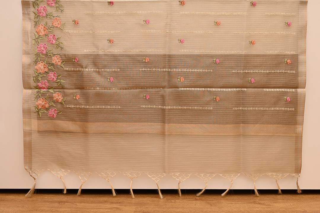 Slate Grey with Dusty Rose Floral Fancy Saree – DDA018