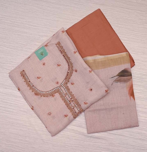 Beige Linen Salwar Material