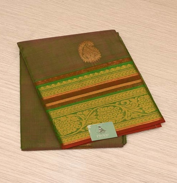 Bottle Green Chettinad Cotton Saree