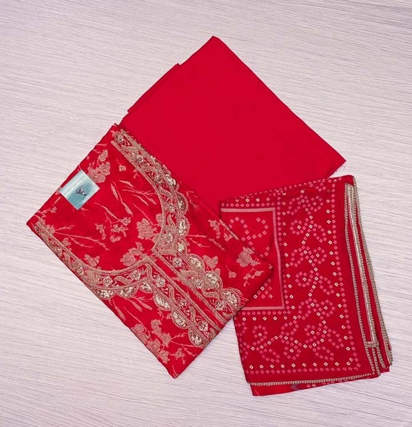 Bright Red Modal Muslin Salwar Material