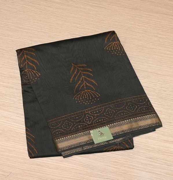 Charcoal Brown Maheshwari Art Silk Saree
