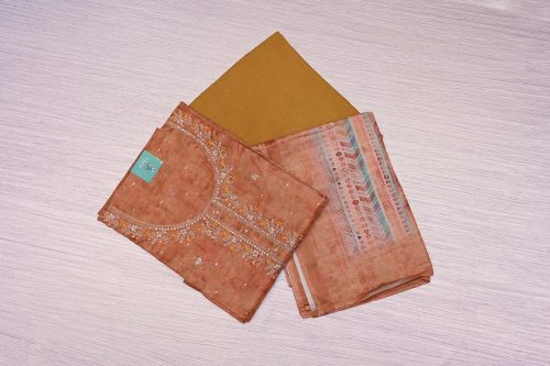 Copper Semi Tissue Tussar Salwar Material-DDA063