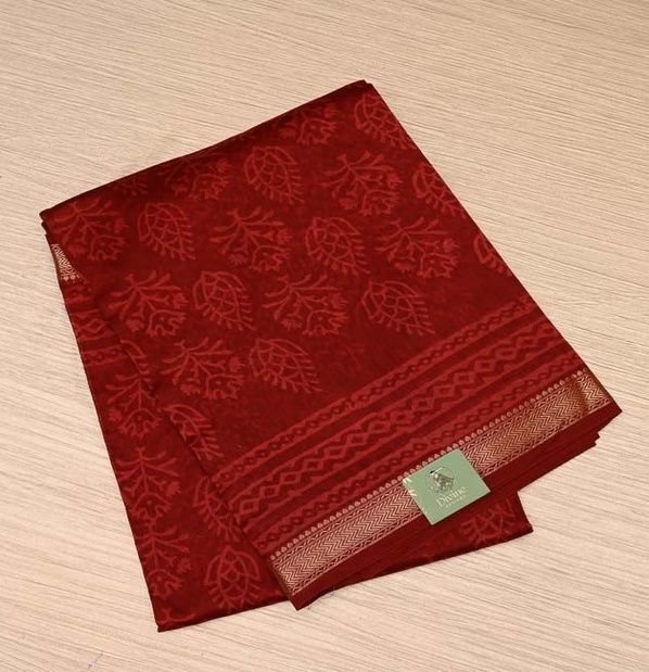 Crimson Red Maheshwari Art Silk Saree