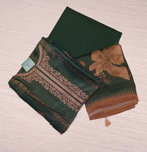 Dark Green Tissue Salwar Material