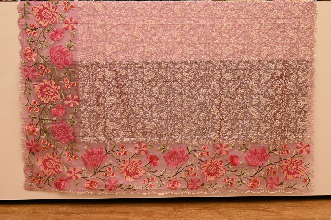 Berry Pink with Rose Floral Fancy Saree – DDA021