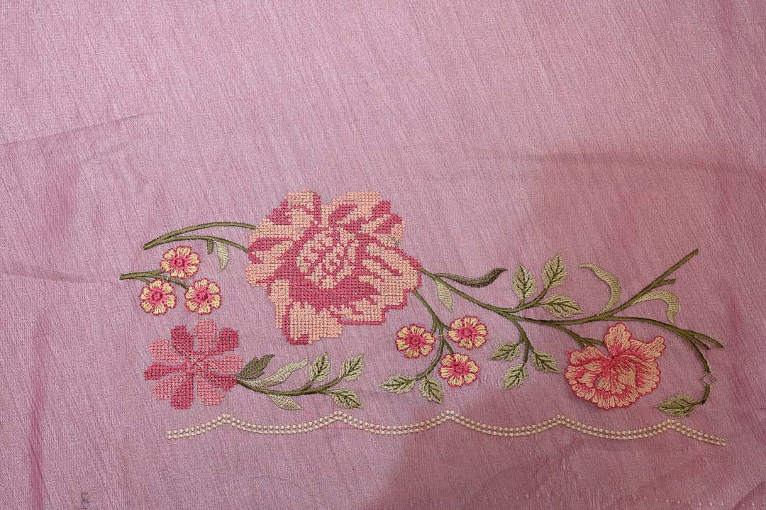 Berry Pink with Rose Floral Fancy Saree – DDA021