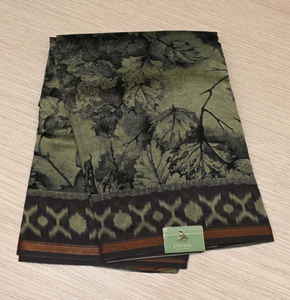 Forest Green Chanderi Cotton Saree