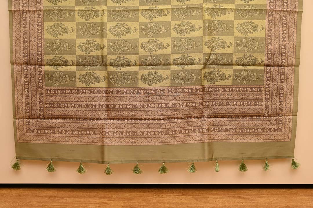 Olive Green Semi Tussar Saree -DDA035
