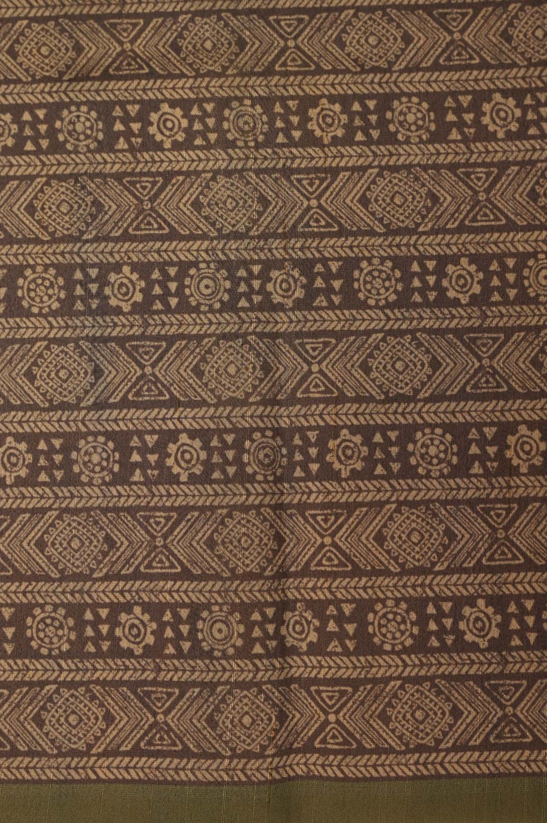 Olive Green Semi Tussar Saree -DDA035