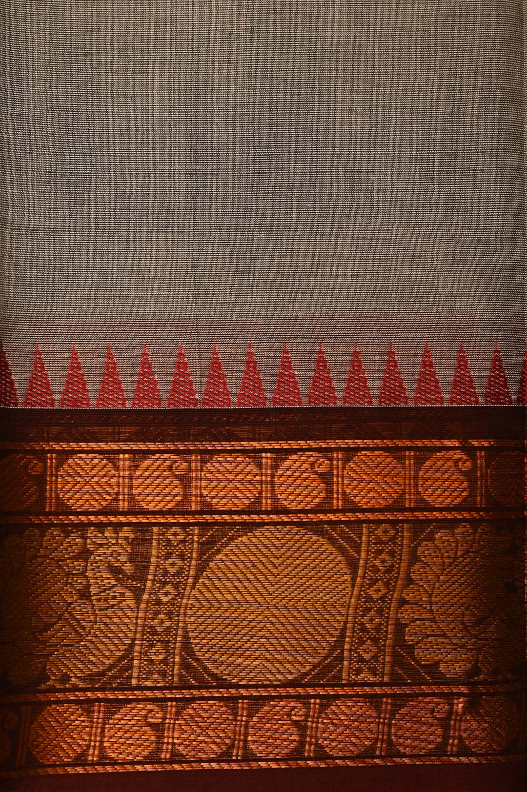 Steel Grey Pure Chettinad Cotton Saree-DDA058