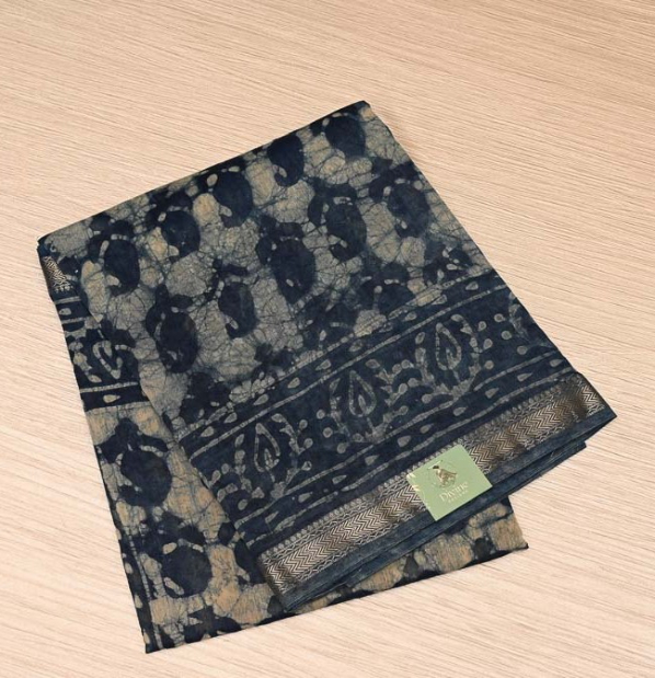 Ink Blue Maheshwari Art Silk Saree