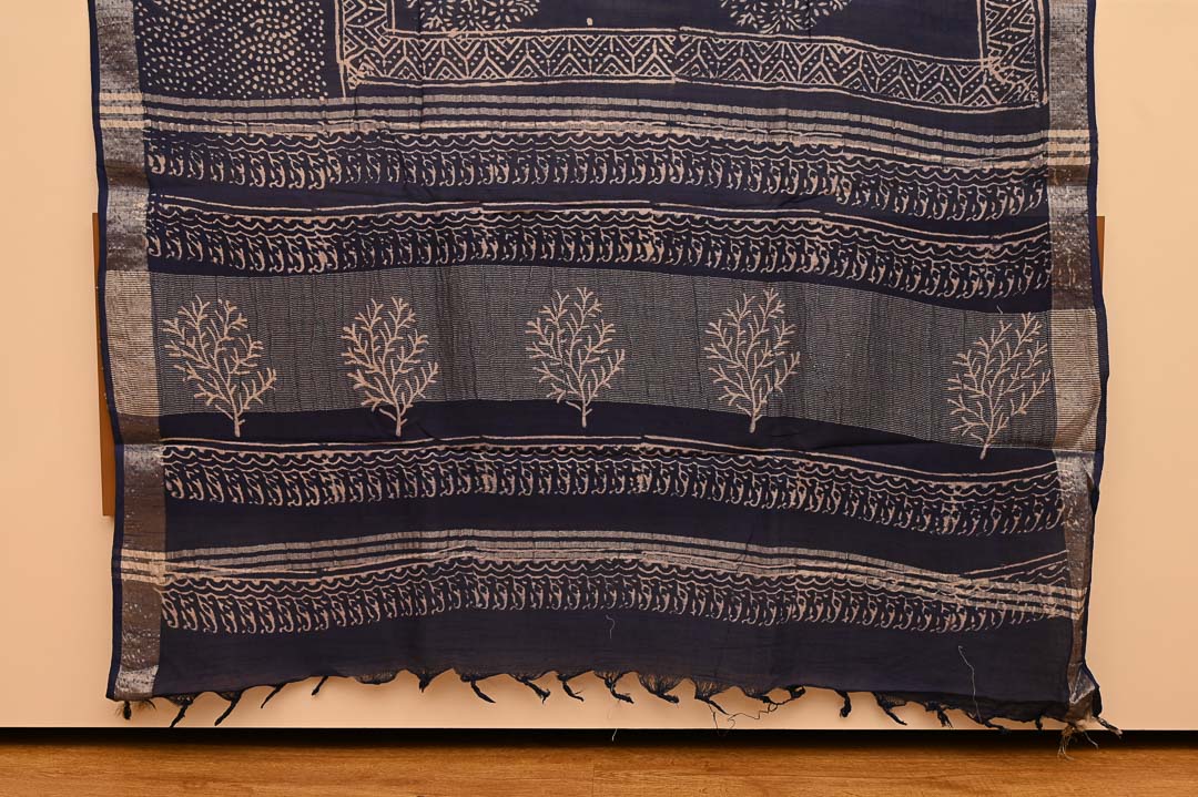 Jet Black Linen Saree-DDA039