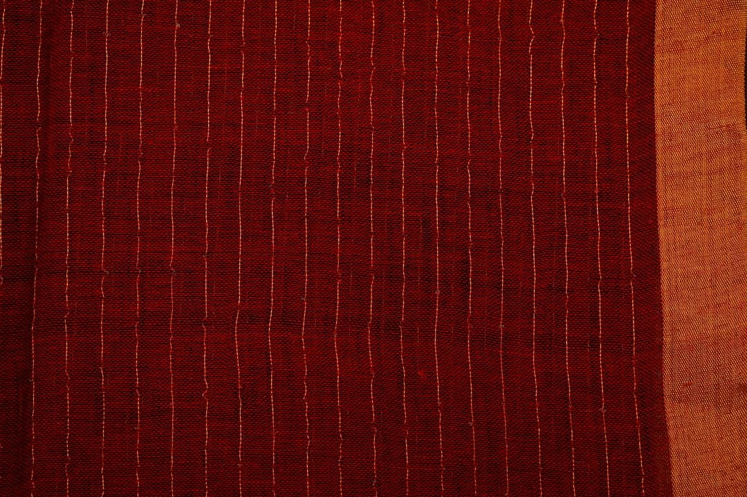 Brick Maroon Linen Saree-DDA042