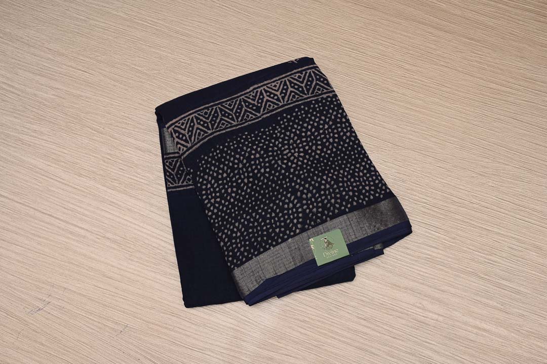 Jet Black Linen Saree-DDA039