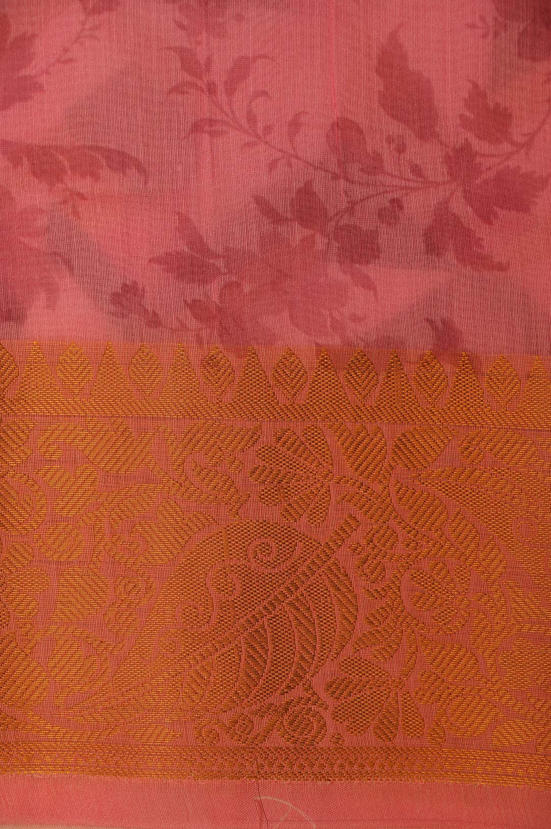 Blush Peach Chanderi Cotton Saree-DDA050