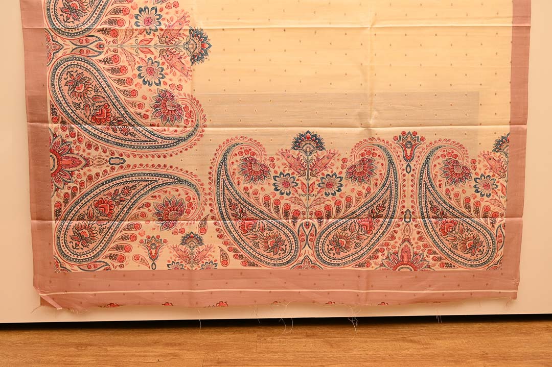 Sandal Beige Semi Tussar Saree-DDA037