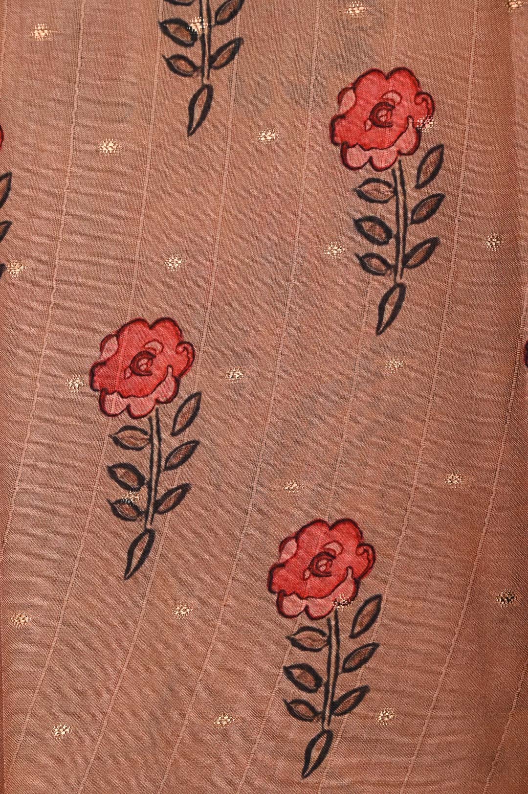 Sandal Beige Semi Tussar Saree-DDA037