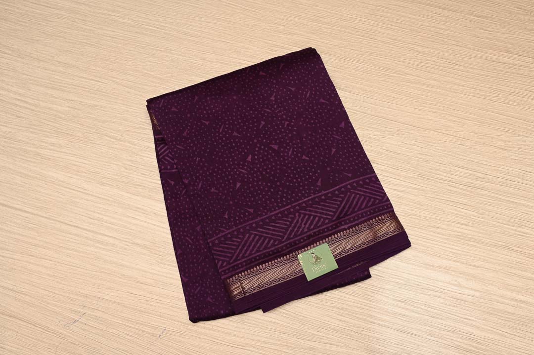 Plum Wine Maheshwari Art Silk Saree-DDA045