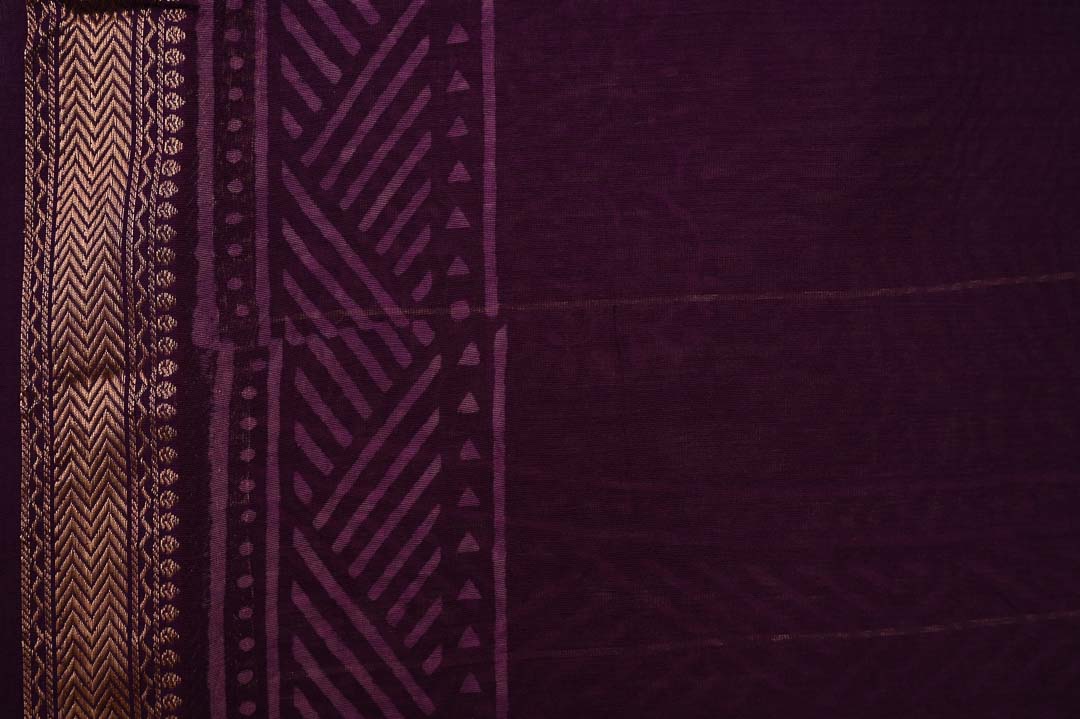 Plum Wine Maheshwari Art Silk Saree-DDA045