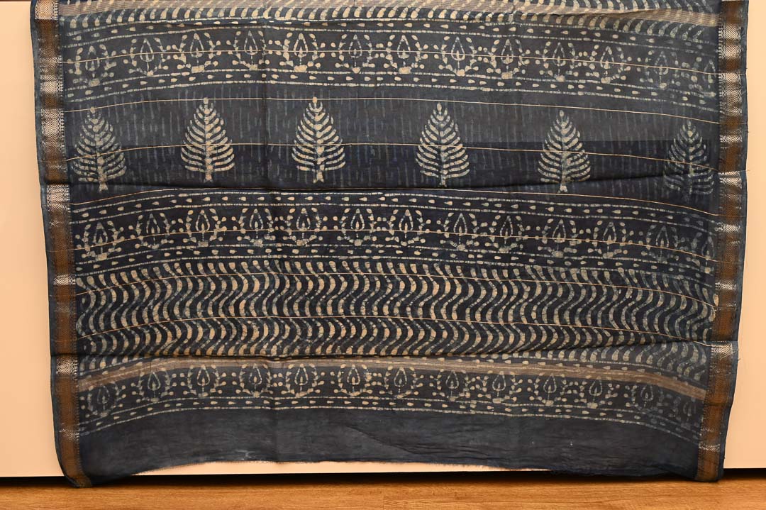 Ink Blue Maheshwari Art Silk Saree -DDA032