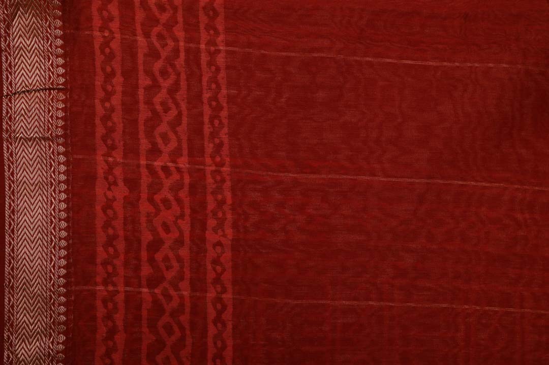 Crimson Red Maheshwari Art Silk Saree-DDA034
