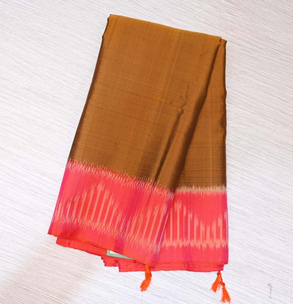 Mud Brown Kanchipuram Silk Saree