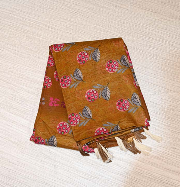 Mustard Yellow Pure Cotton Saree