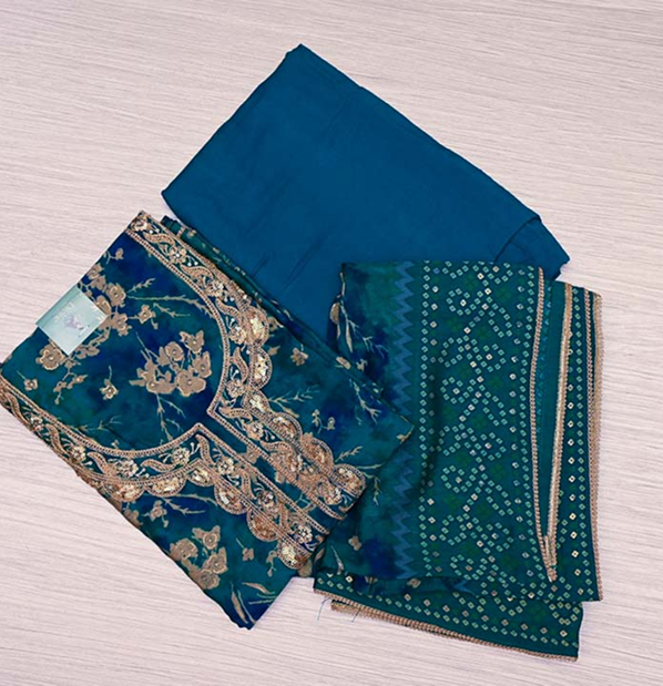 Peacock Blue Modal Muslin Salwar Material