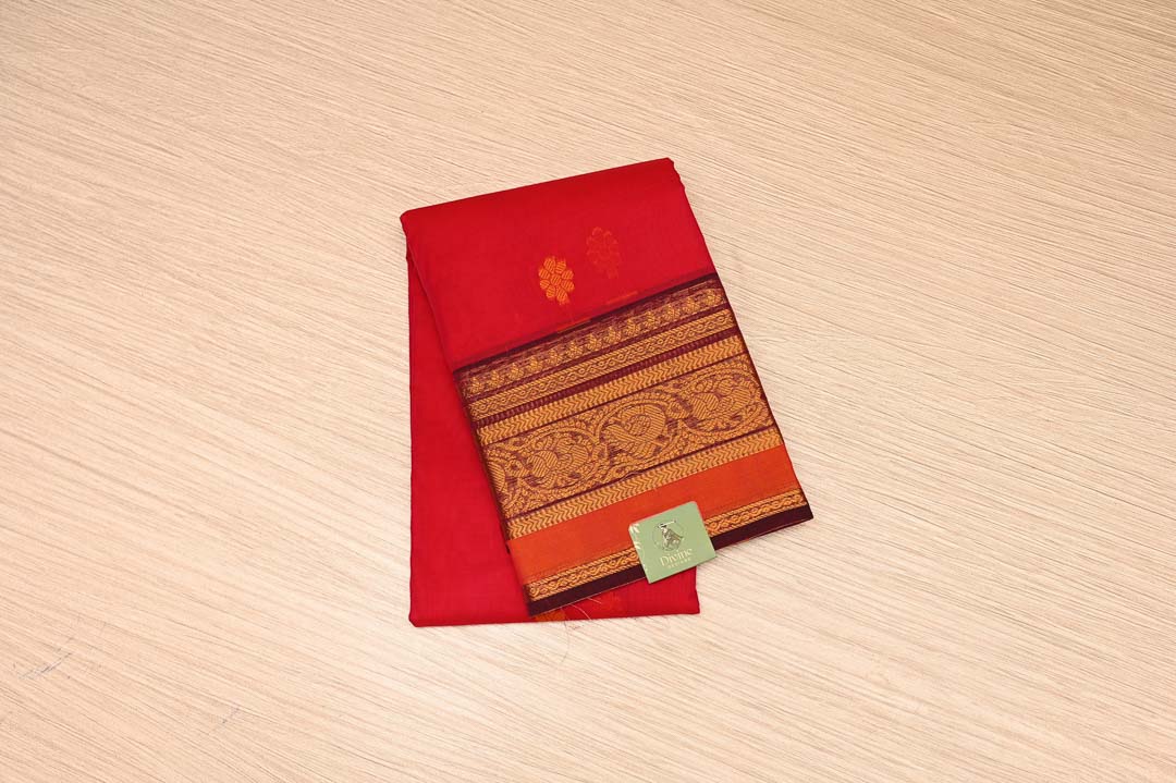 Golden Orange Pure Chettinad Cotton Sarees-DDA051