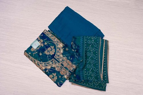Peacock Blue Modal Muslin Salwar Material-DDA066