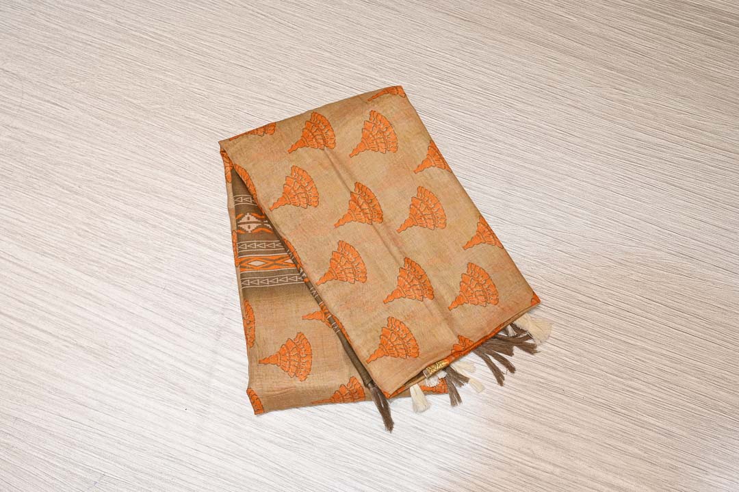 Peach Orange Pure Cotton Saree – DDA024
