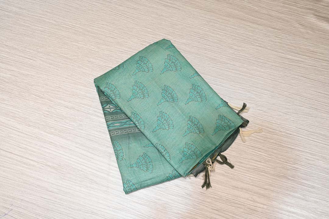 Teal Green Pure Cotton Saree – DDA023