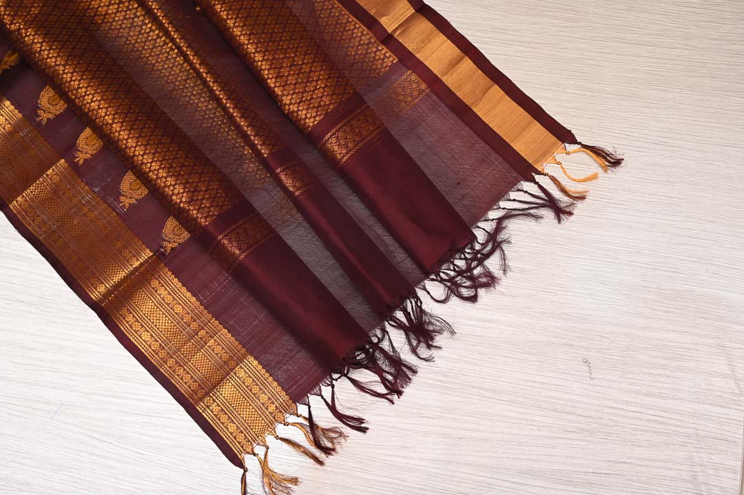 Mambalam Orange with Arakku Border Pure Silk Cotton Saree – DDA017