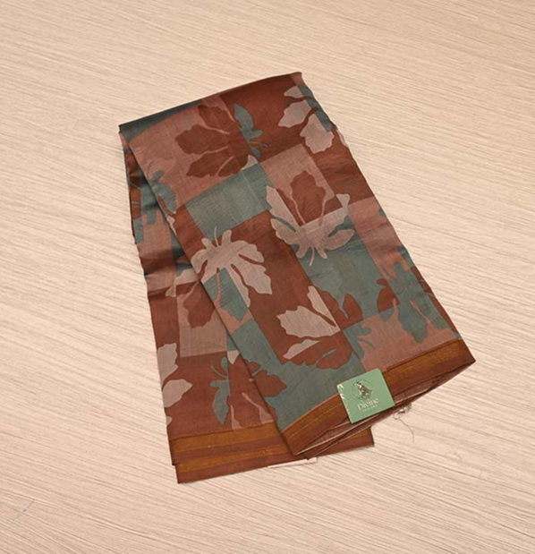 Rust Brown Chanderi Cotton Saree