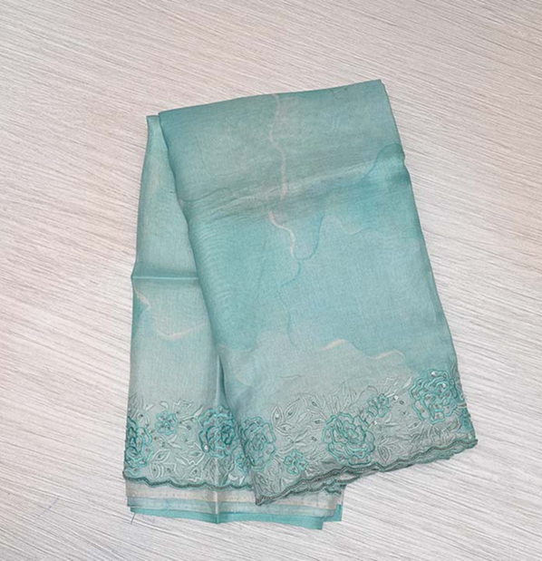Sea Green Pure Tussar Saree