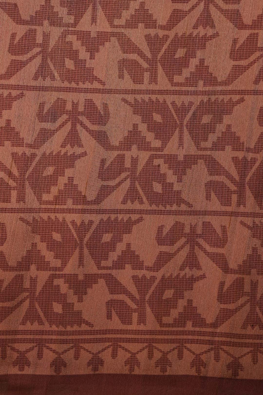 Wine Maroon Semi Tussar Saree-DDA029