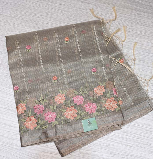 Slate Grey Floral Fancy Saree