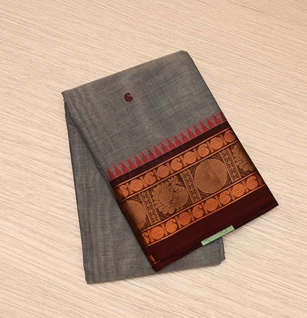 Steel Grey Chettinad Cotton Saree