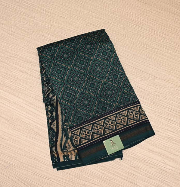 Teal Green Chanderi Cotton Saree