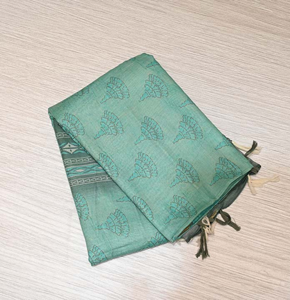 Teal Green Pure Cotton Saree