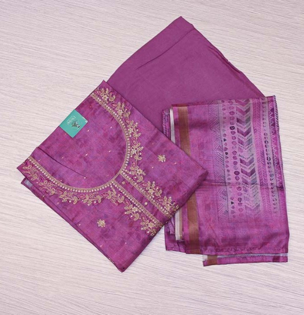 lilac Semi Tissue Tussar Salwar Material