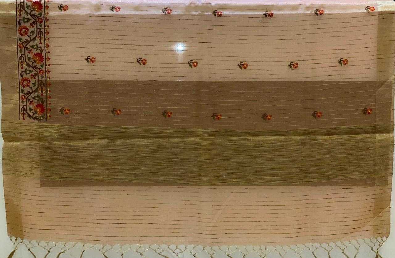 Peach Gold Floral Zari Fancy Saree